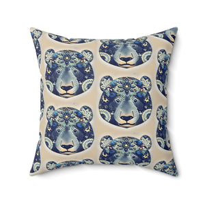 Boho Bear Pattern Decorative Pillow | Cozy Animal Print Cushion