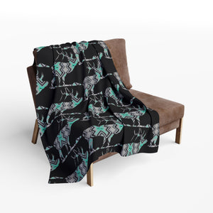 Cozy Arctic Fleece Blanket with Elk Design
