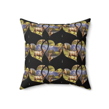 Load image into Gallery viewer, Elk-Inspired Square Pillow with Scenic Heart Design
