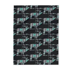Cozy Arctic Fleece Blanket with Elk Design