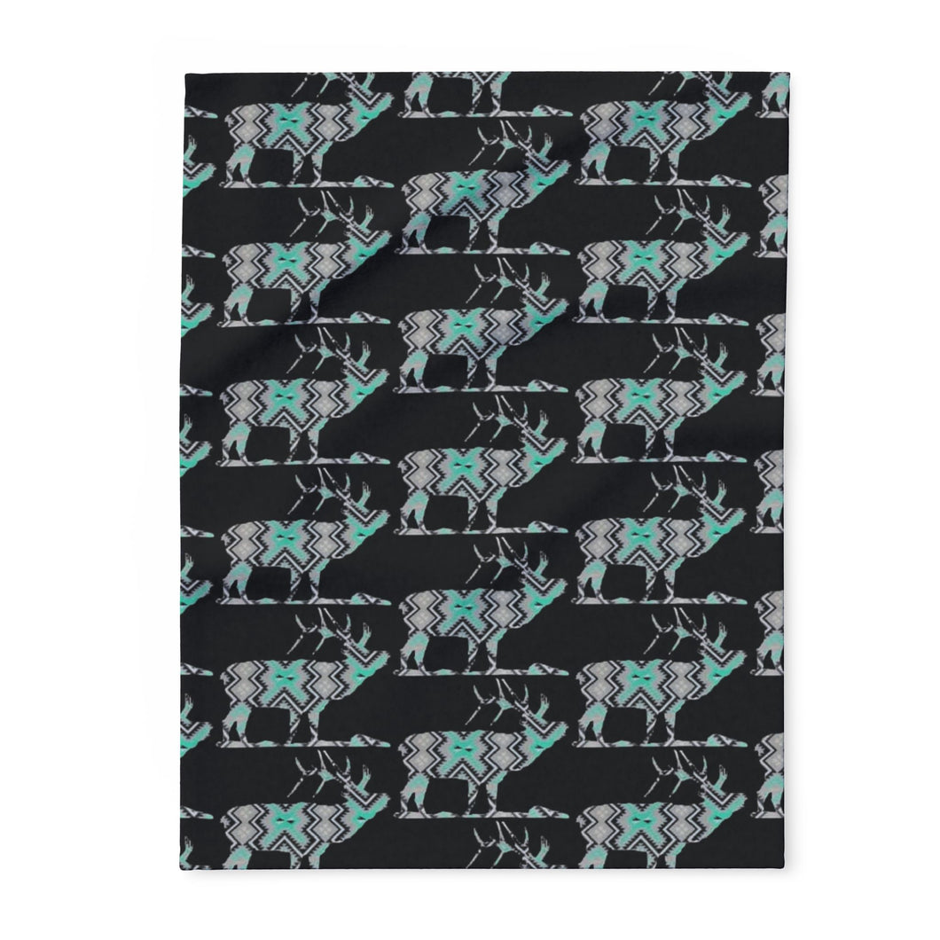 Cozy Arctic Fleece Blanket with Elk Design