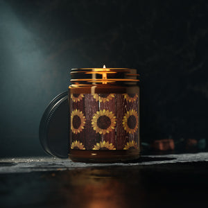 Sunflower Scented Soy Candle - Eco-Friendly Amber Jar