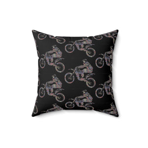Motorcycle Rider Square Pillow – Cozy Décor for Bike Enthusiasts