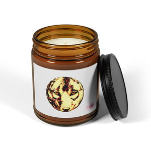 Wolf Spirit Scented Soy Candle - Eco-Friendly Amber Jar, Multi-Size