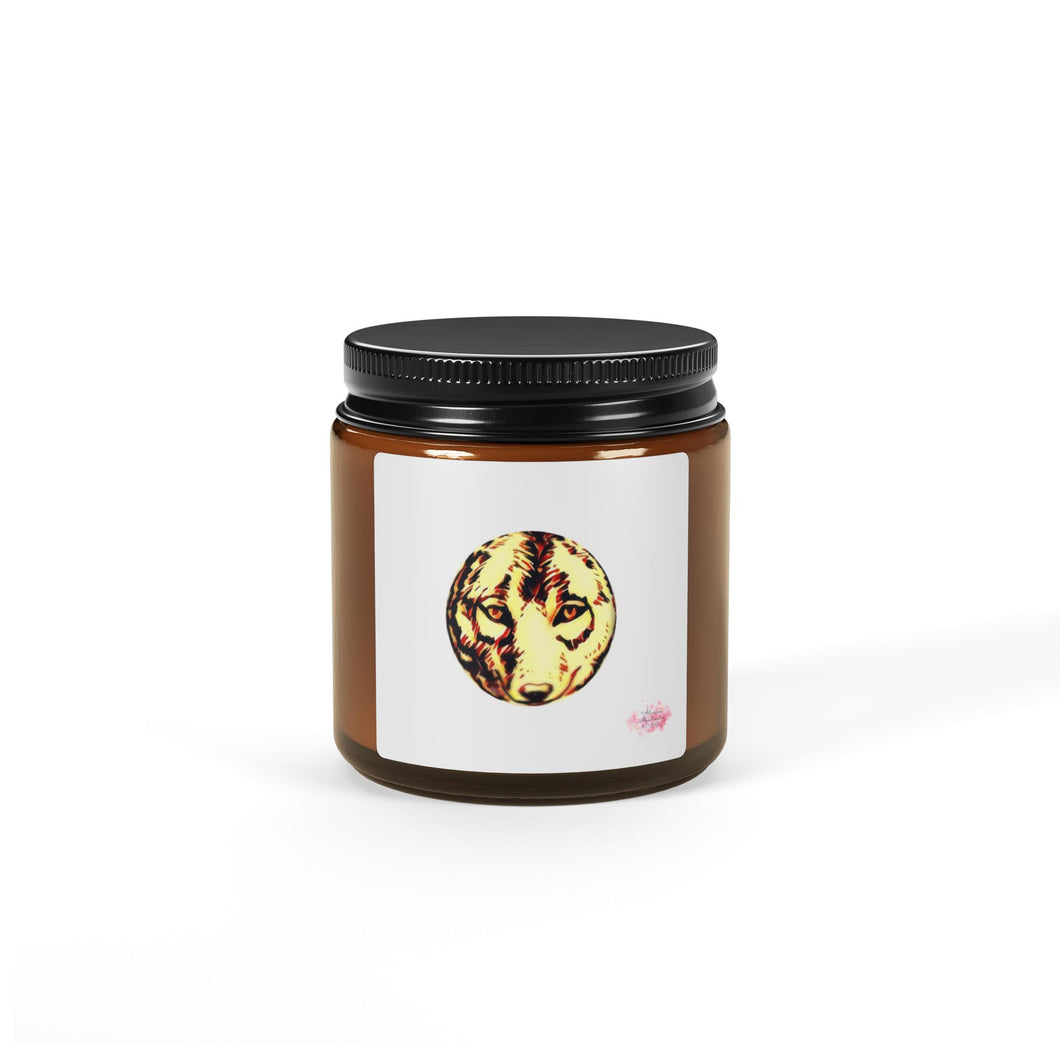 Wolf Spirit Scented Soy Candle - Eco-Friendly Amber Jar, Multi-Size