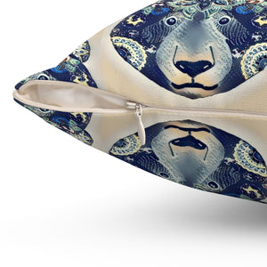 Boho Bear Pattern Decorative Pillow | Cozy Animal Print Cushion