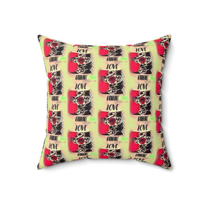 Bold Love Square Pillow - Vibrant Floral Design for Home Decor