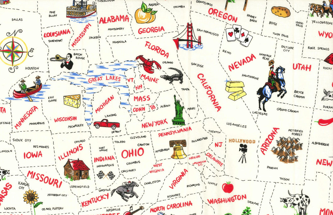 Handmade Placemat Or Table Runner US State Map