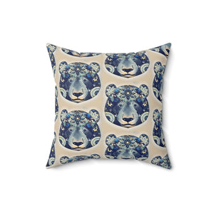 Boho Bear Pattern Decorative Pillow | Cozy Animal Print Cushion