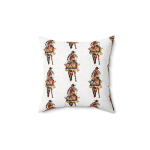 Bohemian Square Pillow with Patriotic Cowboy Design