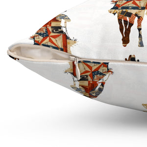 Bohemian Square Pillow with Patriotic Cowboy Design