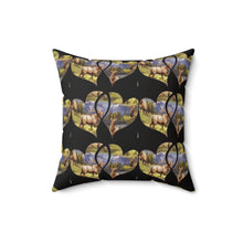 Load image into Gallery viewer, Elk-Inspired Square Pillow with Scenic Heart Design

