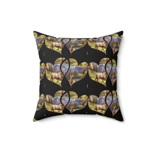 Elk-Inspired Square Pillow with Scenic Heart Design