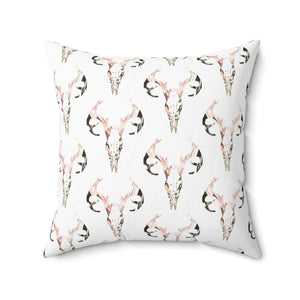 Rustic Skull Print Square Pillow - Bohemian Home Decor