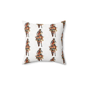 Bohemian Square Pillow with Patriotic Cowboy Design