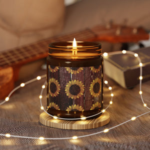 Sunflower Scented Soy Candle - Eco-Friendly Amber Jar