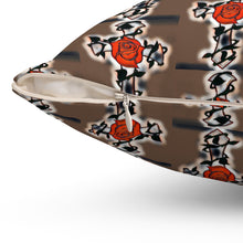 Load image into Gallery viewer, Cross With Rose Square Pillow - Cozy Home Decor Accent
