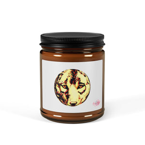 Wolf Spirit Scented Soy Candle - Eco-Friendly Amber Jar, Multi-Size
