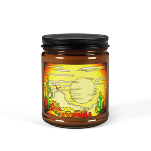 Desert Sunset Scented Soy Candle - Amber Jar, Multi-Size