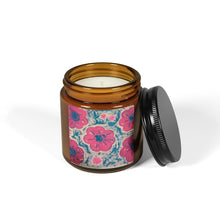 Load image into Gallery viewer, Hand Painted Floral Scented Soy Candle in Amber Jar - Multi-Size
