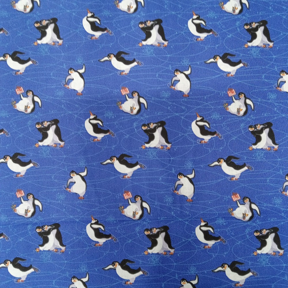 Penguins Skating Cotton Fabric