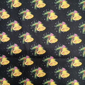 Christmas Bells Black Cotton Fabric