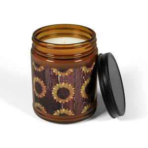 Sunflower Scented Soy Candle - Eco-Friendly Amber Jar