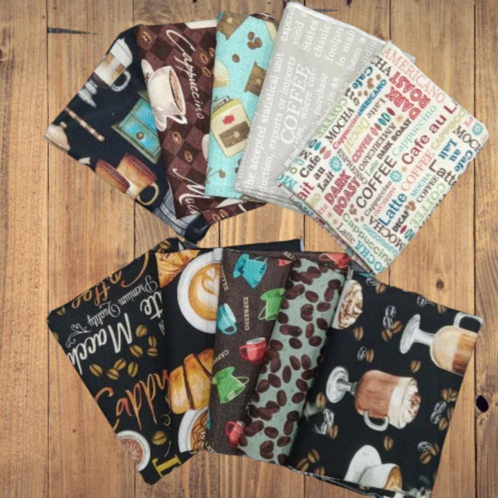 Assorted Coffee and Pastries Flat Fold Assortment 20 Yard Bundle Cotton Fabric