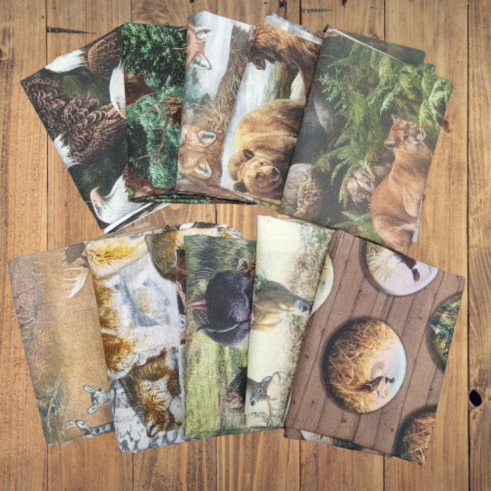 10 Half Yards  -Assorted Wildlife Half Yard Bundle