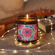 Load image into Gallery viewer, Hand Painted Floral Scented Soy Candle in Amber Jar - Multi-Size
