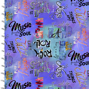 Rhythm and Hues Words Cotton Fabric