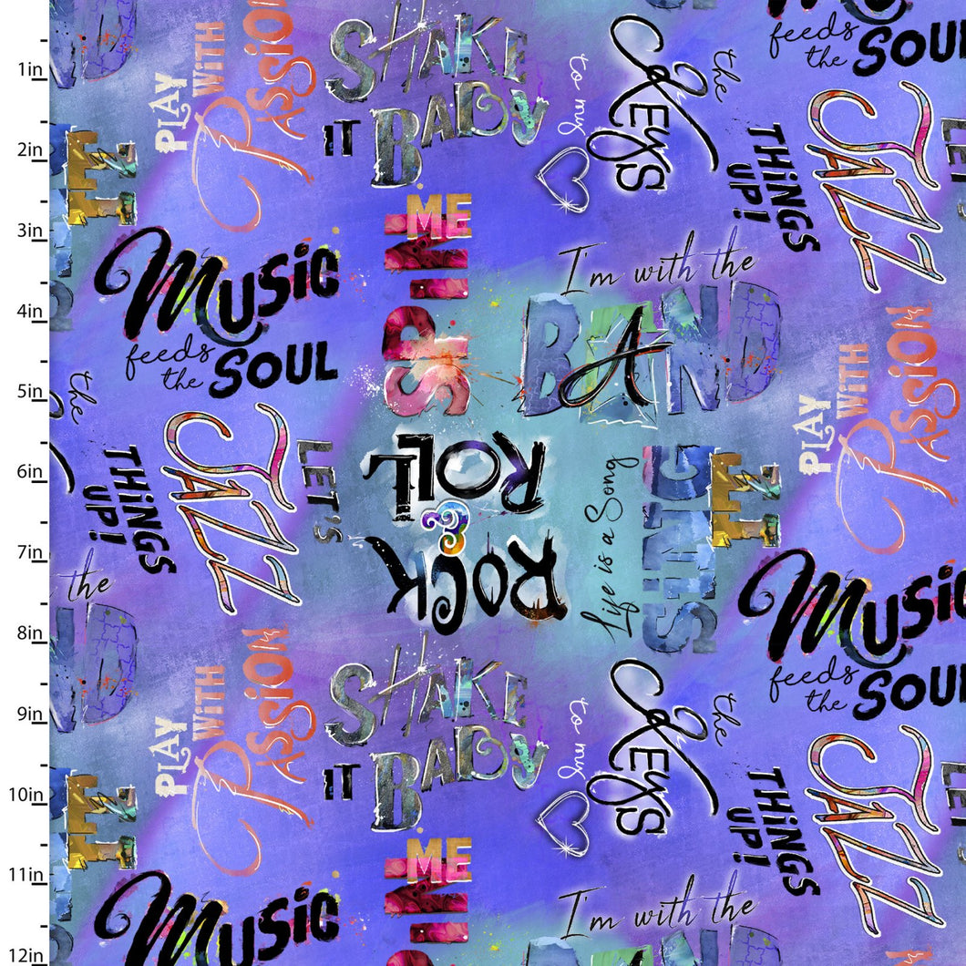 Rhythm and Hues Words Cotton Fabric