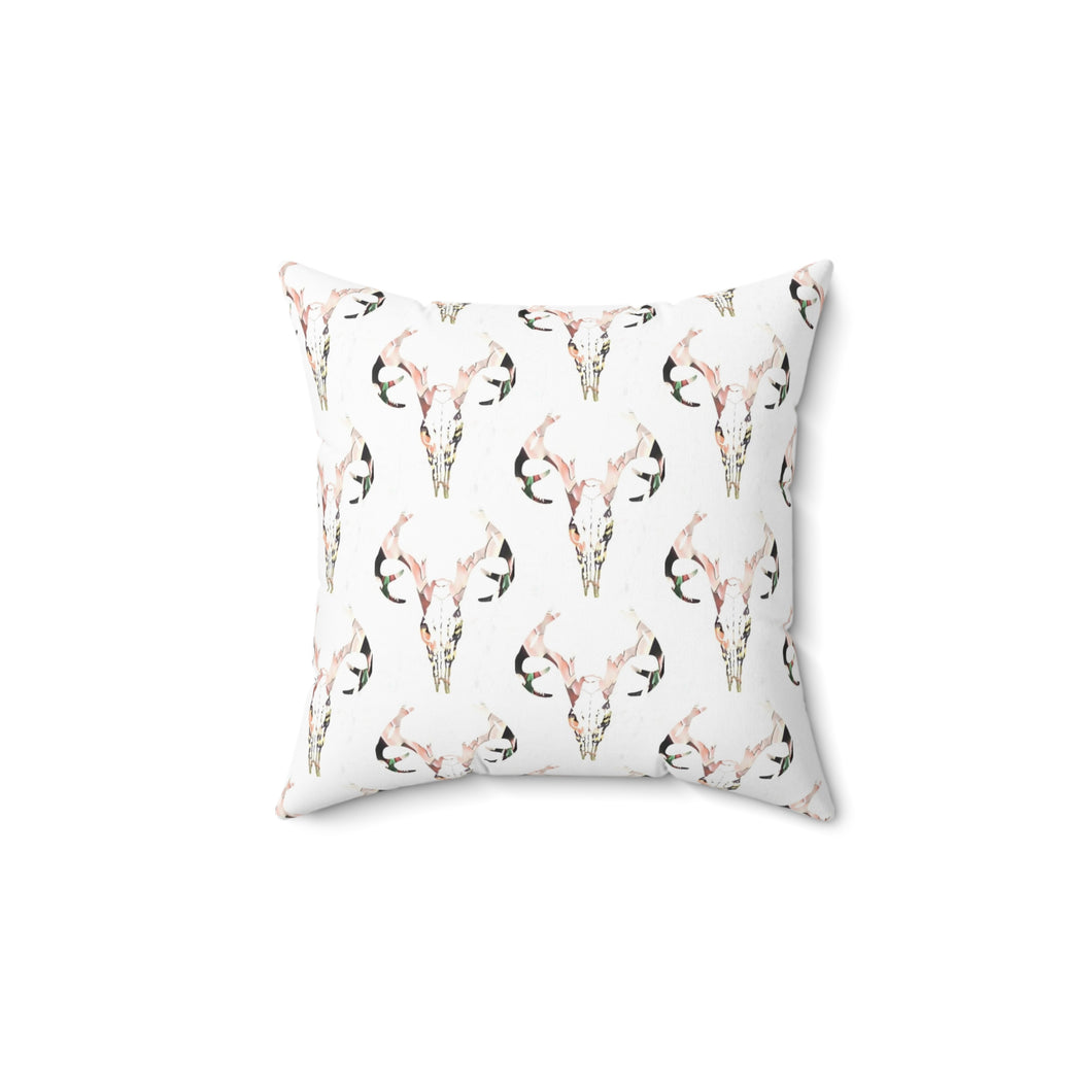 Rustic Skull Print Square Pillow - Bohemian Home Decor
