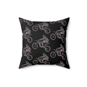 Motorcycle Rider Square Pillow – Cozy Décor for Bike Enthusiasts