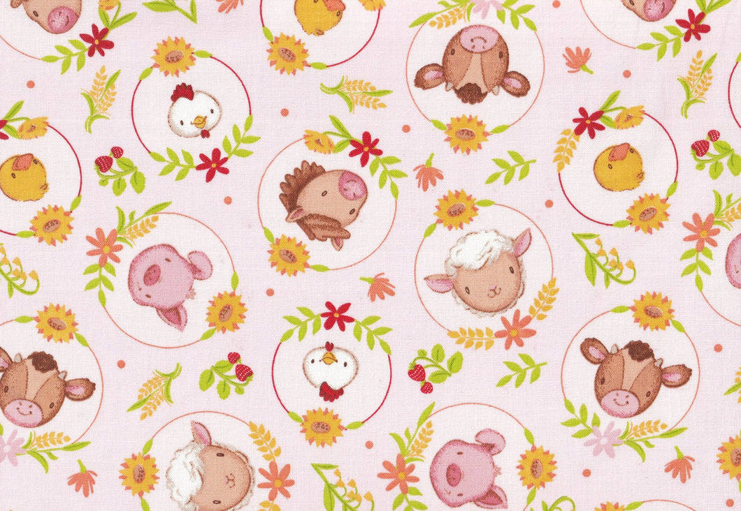Handmade Placemat Or Table Runner Farm Babies Portraits Pink