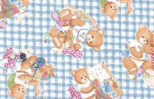 Handmade Blanket, Burp Rag/ Security Blanket, and Bib Gingham Baby Bear Playing