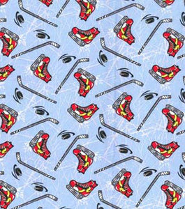Handmade Placemat Or Table Runner Hockey Icons on Blue Novelty