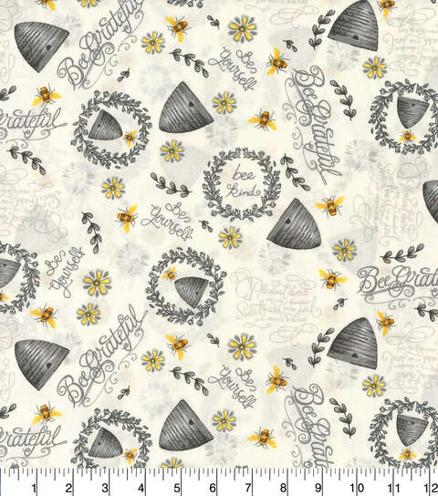 Handmade Valance or Curtain Panel Bee Hives And Sunflowers White