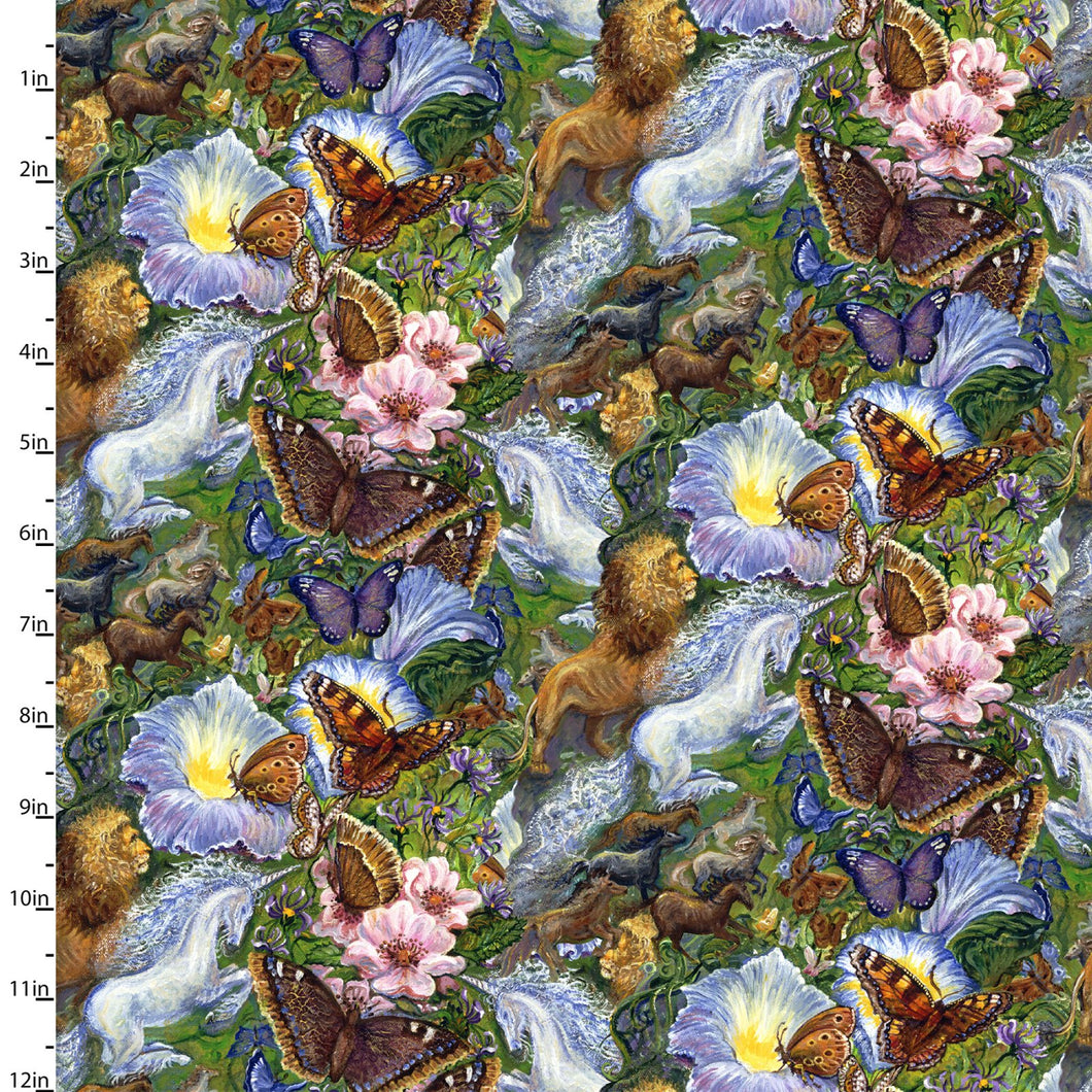 World of Wonder Green Floral Cotton Fabric