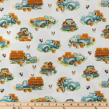 Load image into Gallery viewer, Blue Farm Trucks Calico Cotton Fabric
