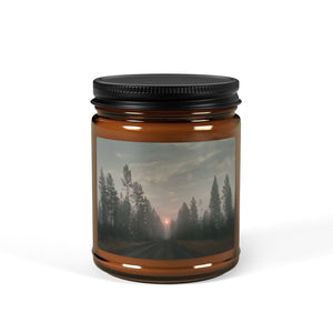 Calm Horizon Scented Soy Candle - Amber Jar, Aromatic Relaxation for Home Decor & Gifting