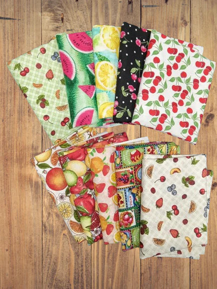 Assorted Fruit Theme Prints Fabric - 1 lb Scrap Bundle