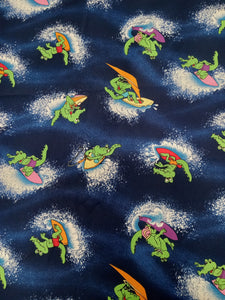 Crocodiles Water Sports Cotton Fabric