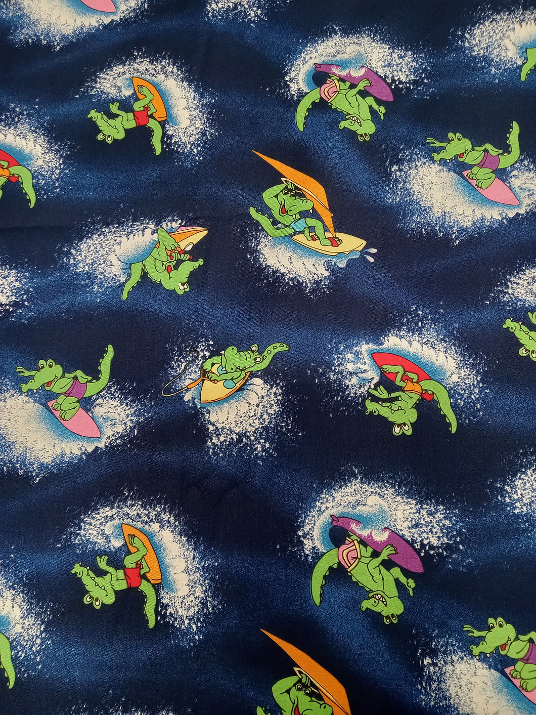 Crocodiles Water Sports Cotton Fabric