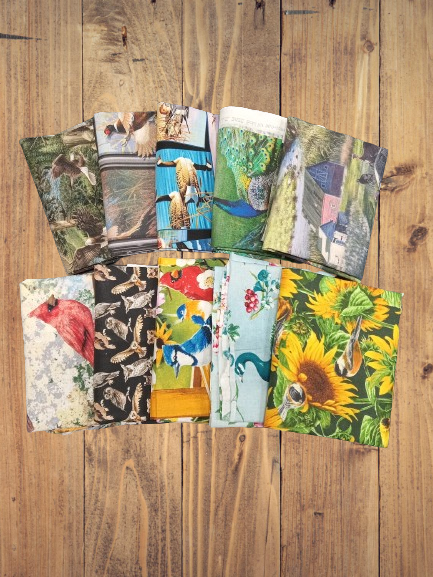 10 Fat Quarters - Assorted Wildlife Birds Fat Quarter Bundle