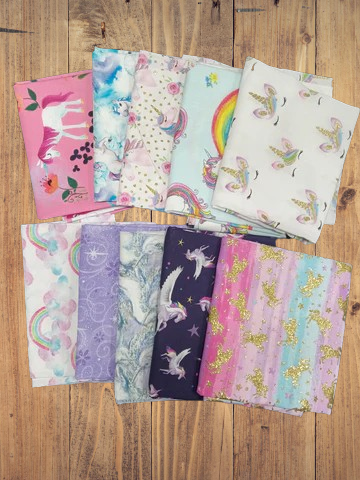 10 Fat Quarters -  Assorted Unicorn Fat Quarter Bundle