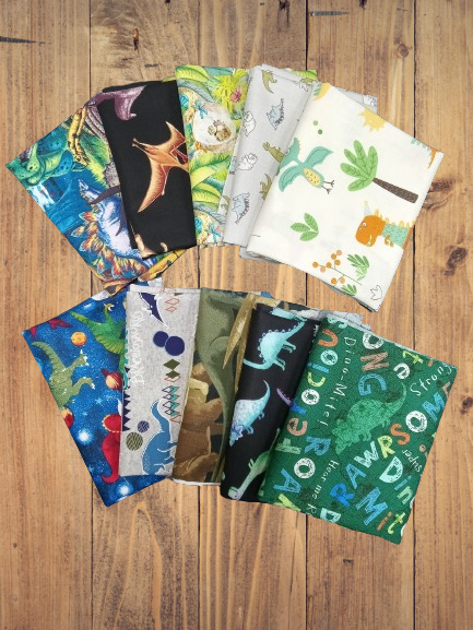10 Fat Quarters - Assorted Dinosaurs Fat Quarter Bundle