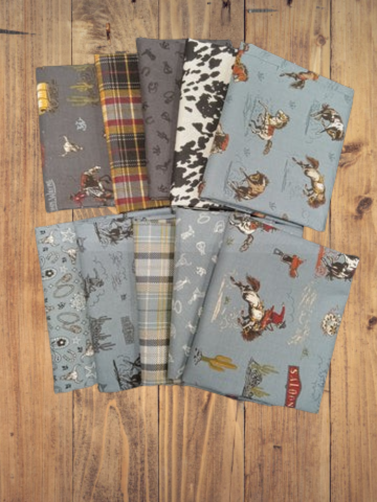 10 Fat Quarters - Assorted John Wayne Courage Storm & Charcoal Fat Quarter Bundle