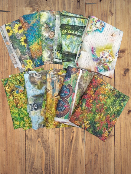 10 Fat Quarters - Assorted Walk Through the Forest Wildlife Fat Quarter Bundle