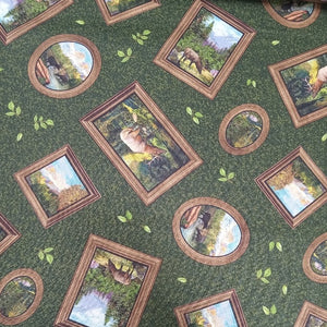 Wandering Elk Green Cotton Fabric